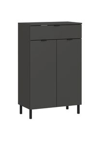 Germania , Graphitfarben , Holzwerkstoff , 2 F&auml;cher , 1 Schublade(n) Schubladen , 60x97x34 cm , Badezimmer, Badezimmerm&ouml;bel, Badezimmerschr&auml;nke, Badezimmerunterschr&auml;nke