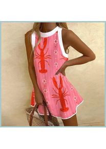 Women's Pineapple Print Sleeveless Dress - Casual Beach Vacation Party Dress for Summer