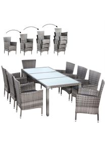 Polyrattan Garten-Sitzgruppe Bali 9-tlg Grau stapelbar