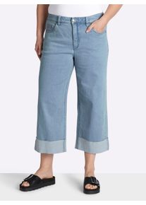 sheego Damen 7/8-Jeans mit breitem Saum-Umschlag in blue-bleached ,Gr&ouml;&szlig;e 40, Witt, 95% Baumwolle, 3% Polyester, 2% Elasthan. Einsatz: 85% Polyamid, 15% Elasthan