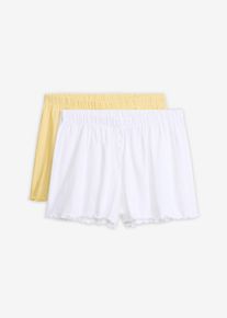 bonprix Szorty do spania z dżerseju pointelle (2 pary), ż&oacute;łty, 44/46