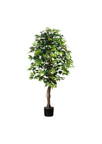 Kunstpflanze, Braun, Gr&uuml;n, Schwarz, Kunststoff, Naturmaterialien, 150 cm, inkl. Topf, mit Naturstamm, Dekoration, Blumen & Blument&ouml;pfe, Kunstpflanzen