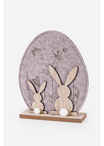 Decorazione a forma di uovo con coniglietti, Grigio, Taglia 20x16,5 cm, bonprix