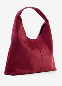 Borsa shopper in similpelle scamosciata, Rosso, Taglia 31x45 cm, bonprix