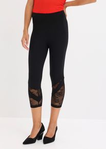 Leggings a pinocchietto con pizzo, Nero, Taglia 46/48 (M), bonprix
