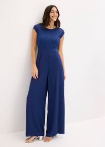 Tuta elegante in chiffon fine con pizzo, Blu, Taglia 46, bonprix