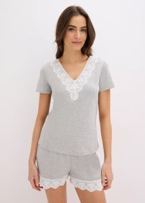 Pigiama estivo in puro cotone a coste, Grigio, Taglia 42/44 (S), bonprix