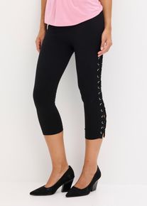 Leggings a pinocchietto con stringhe, Nero, Taglia 46/48 (M), bonprix