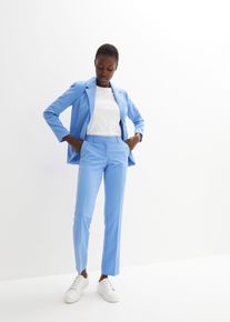 Hosenanzug bonprix "Hosenanzug 2-tlg", Damen, Gr. 50, N-Gr, mittelblau (l&auml;nge: regul&auml;r), Web, Obermaterial: 80% Polyester, 15% Viskose, 5% Elasthan. Futter: 100% Polyester, gepflegt, unifarben, regular fit, Anz&uuml;ge Hosenanzug, Regular Fit, mit Elasthan-Anteil, verschiedene Konfektionsgr&ouml;&szlig;en, Topseller