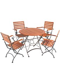 Garten-Essgruppe Garden Pleasure "WIEN Set", braun (braun, braun, schwarz), B:180cm H:89cm T:180cm, FSC-zertifiziertes Massivholz, Stahl, Sitzm&ouml;bel-Sets, Garten-Essgruppe