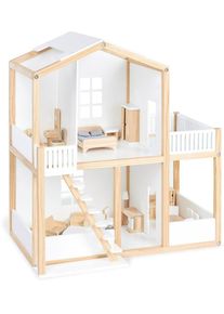 Puppenhaus Pinolino "Ida", wei&szlig; (wei&szlig;, natur), Puppenh&auml;user, KinderB:64cm H:71cm T:42cm, Holz, MDF, Puppenhaus, B:64cm H:71cm T:42cm