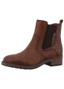 Winterstiefelette Mustang Shoes "Gelja", Damen, Gr. 38, braun (cognac), Lederimitat, used, Schuhe Winterstiefelette, Stiefelette, Winterboots mit Anziehlasche