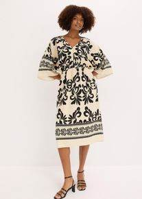 Abito midi in misto viscosa fluente, Beige, Taglia 54, bonprix
