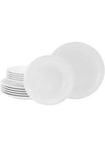 Tafelservice Creatable "Milano Weiss, Service 12-tlg.", wei&szlig;, 12, Porzellan, Geschirr-Sets, Tafelservice, Teller Set, Daily Use, Minimalistischer Stil