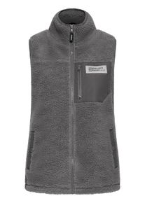 Pl&uuml;schweste oxmo "Pl&uuml;schweste OXABBY", Damen, Gr. L, grau (iron gate), Obermaterial: 100% Polyester PES., Westen Pl&uuml;schweste