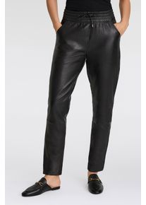 Lederhose Mauritius "MWTamika", Damen, Gr. S (36), N-Gr, schwarz, Obermaterial: 100% Schafsleder. Futter: 100% Polyester, unifarben, normal, Hosen Lederhose, elastischer Taillenbundmti Kordelzug