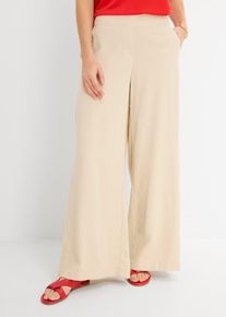 Pantaloni a palazzo in misto viscosa, Beige, Taglia 58, bonprix