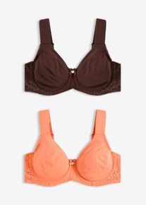 Reggiseno t-shirt con ferretto e cotone biologico (pacco da 2), Marrone, Taglia 95C, bonprix