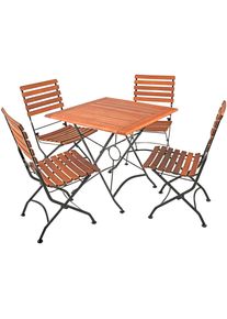 Garten-Essgruppe Garden Pleasure "WIEN", braun (braun, braun, schwarz), B:180cm H:89cm T:180cm, FSC-zertifiziertes Massivholz, Stahl, Sitzm&ouml;bel-Sets, Garten-Essgruppe
