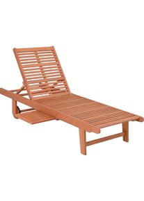 Gartenliege Garden Pleasure "Sonnenliege &raquo;SAN DIEGO&laquo;, beige", beige (natur), Kissenbezug: 100% Polyester, Gartenliegen, Gartenliege, Eukalyptusholz, verstellbare R&uuml;ckenlehne, L: 183 cm