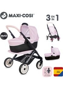 Kombi-Puppenwagen Smoby "Maxi-Cosi Puppenwagen 3-in-1", rosa, Puppenwagen, KinderB:38,5cm H:64cm T:54,5cm, Kunststoff, Kombi-Puppenwagen, Made in Europe, B:38,5cm H:64cm T:54,5cm