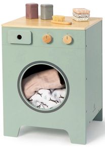 Kinder-Waschmaschine Musterkind "Mix & Match, salbei/natur", gr&uuml;n (salbei, natur), Spielzeug-Haushaltsger&auml;te, KinderB:35cm H:48cm T:31,5cm, Holz, Kinder-Waschmaschine, B:35cm H:48cm T:31,5cm