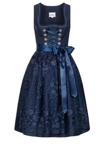 N&uuml;bler Dirndl N&Uuml;BLER "Dirndl midi Gloria", Damen, Gr. 42, EURO, blau, Obermaterial: 100% Polyester PES., Kleider Dirndl