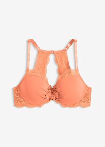 Reggiseno con coppe preformate e pizzo floreale, Arancione, Taglia 80B, bonprix