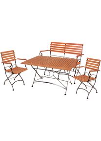 Garten-Essgruppe Garden Pleasure "WIEN", braun (braun, schwarz, braun, schwarz), B:280cm H:89cm T:120cm, FSC-zertifiziertes Massivholz, Stahl, Sitzm&ouml;bel-Sets, Garten-Essgruppe, mit praktischer Klappfunktion