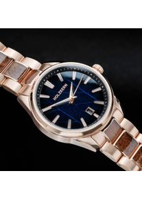 Holzkern; Orologio di legno Era X (foglia di alloro/noce), Uomo, Legno naturale