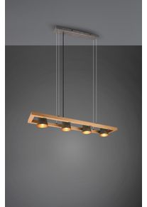 Trio LEUCHTEN Pendelleuchte "Bell", grau (nickelfarben), 4, H: 150cm, 1 Stk., Leuchten, aus Holz mit Schirmen in Glocken-Design / Schirme nickel antik Optik, Pendelleuchte
