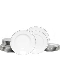 Teller-Set Creatable "Maria Theresia, Teller Set 18-tlg", wei&szlig; (wei&szlig;, platinfarben), 18 Stk., Porzellan, Geschirr-Sets, Teller-Set, Traditionelle Porzellanform