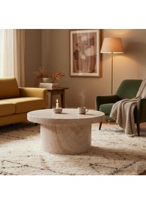 Mid.you Couchtisch, Kaschmir, Stein, Travertinoptik, rund, rund, 60x30x60 cm, Wohnzimmer, Wohnzimmertische, Couchtische, Couchtische rund