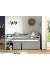 Vipack Hochbett, Grau, Holzwerkstoff, Kiefer, H&ouml;he ca. 20 cm, 90x200 cm, Lattenrost,nicht verstellbar, Holzm&ouml;bel, Holzbetten, Kinderbetten Holz