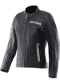 Dainese Leggenda, veste en cuir pour femmes , couleur: Noir/Bleu/Rouge , taille: 46