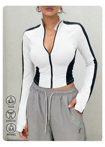 Yoga Clothes Stand Up Collar Jacket Outdoor Sports Long Sleeved Women Slim Quick Dry Zipper Cardigan Running Fitness Jacket Top