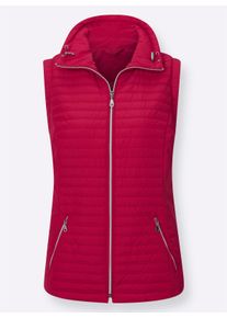 Dames Bodywarmer met gladde inzetten opzij in kersenrood ,maat 38, WITT, 100% Polyester
