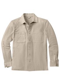John Devin Heren Overhemdjack in beige gem&ecirc;leerd ,maat S (44/46), Witt, 65% Polyester, 35% Katoen