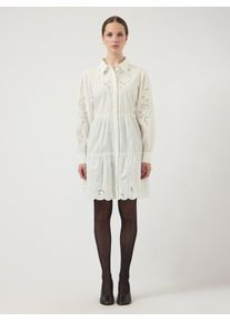 Blusenkleid Y.A.S "YASZIMIA LS SHIRT DRESS S. NOOS", Damen, Gr. 36, N-Gr, star wei&szlig;, Web, Obermaterial: 100% Baumwolle, unifarben, loose fit kniefrei, Kleider Blusenkleid, Sommerkleid, loose fit, Baumwolle