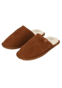 Pantoffel XQ FOOTWEAR, Damen, Gr. 37/38, braun (cognac), Obermaterial: 100% Polyester. Futter: 100% Polyester. Laufsohle: 100% Gummi, Schuhe Pantoffel, aus Wildlederimitat mit Gummisohle