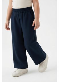 Stoffhose s.Oliver JUNIOR, M&auml;dchen, Gr. 134, N-Gr, blau, Web, Obermaterial: 63% Polyester, 33% Viskose, 4% Elasthan, unifarben, loose fit lang, Hosen Stoffhose, mit weitem, geradem Bein und Gummizug