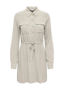 Blusenkleid Only "ONLSIESTA L/S LINEN BL SHIRT DRESS PNT", Damen, Gr. XS, N-Gr, moonbeam, Web, Obermaterial: 80% Viskose, 20% Leinen, unifarben, regular fit kurz, 1-Knopf-Manschette, Kleider Blusenkleid, Viskosemischung, regular fit, mit Leinen
