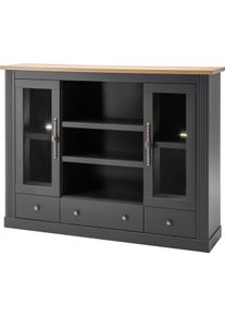 Highboard OTTO HOME "Westminster S", dunkelgrau, wotan eiche, B:160cm H:122cm T:41cm, Sideboards, Highboard, im angesagten Landhaus-Look