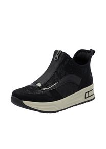 Sneaker Rieker "Ready2GO", Damen, Gr. 43, schwarz, Lederimitat, Textil, Schuhe Sneaker, Plateauboots, Stiefelette, High-Top-Sneaker mit Vorderrei&szlig;verschluss
