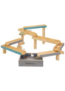 Wasserbahn Muddy Buddy "Aqua Traveller", blau (natur, wolkengrau, petrol), Wasserbahnen, Kinder, Holz, Wasserbahn, inkl Auffangbecken, natur, wolkengrau - petrol