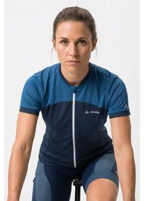 Radtrikot Vaude "SE WO FELLING HZIP T-SHIRT", Damen, Gr. 44, blau (schwarz sea), Obermaterial: 100% Polyester, Trikots Radtrikot, sportlicher Stil