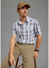 MAN'S WORLD Karohemd MAN'S WORLD, Herren, Gr. XXL (45/46), N-Gr, blau kariert, Web, Obermaterial: 100% Baumwolle, kariert, bequem normal, Hemden Karohemd, Kurzarm, f&uuml;r Casualmode, Basic, Fr&uuml;hling und Sommer, aus Baumwolle