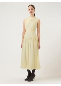 Sommerkleid Y.A.S "YASKRISSI SL BUBBLE HEM LONG DRESS NOOS", Damen, Gr. 46, N-Gr, anise flower, Web, Obermaterial: 66% Polyester, 34% Lyocell, unifarben, Midi, Rundhals, Kleider Sommerkleid