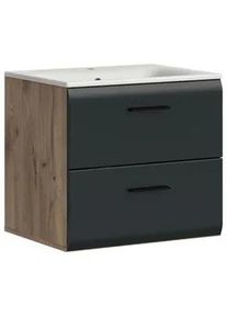 Waschtischkombi Ice Schwarz/Eiche dunkel