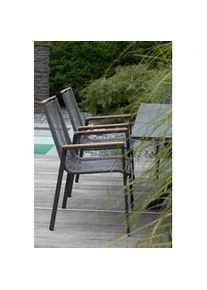 Gartensessel Montana Grau/Teak stapelbar